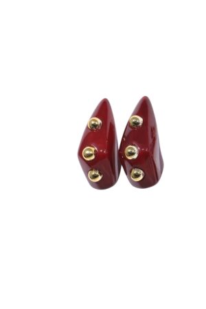 DOUBLETROUBLE ΣΚΟΥΛΑΡΙΚΙΑ ΚΟΚΚΙΝΑ ΜΕ ΧΡΥΣΕΣ ΛΕΠΤΟΜΕΡΕΙΕΣ STUD