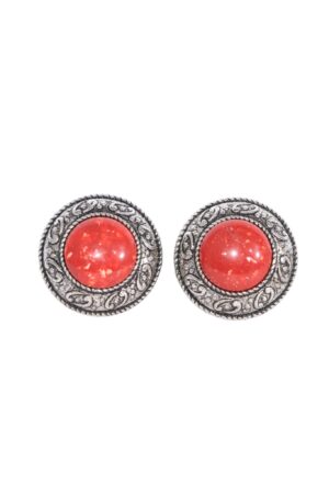 DOUBLETROUBLE ΣΚΟΥΛΑΡΙΚΙΑ STUD ΜΕ ΚΟΚΚΙΝΟ ΚΑΜΠΟΣΟΝ & ΑΝΑΓΛΥΦΟ ΠΛΑΙΣΙΟ