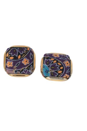 DOUBLETROUBLE ΣΚΟΥΛΑΡΙΚΙΑ STUD ΤΕΤΡΑΓΩΝΑ ΜΕ ΜΟΤΙΒΟ & ΧΡΥΣΟ ΠΛΑΙΣΙΟ