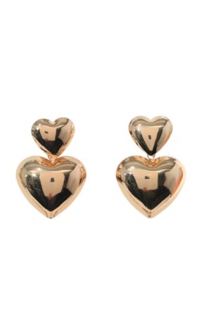 DOUBLETROUBLE DOUBLE HEART ΣΚΟΥΛΑΡΙΚΙΑ ΜΕΤΑΛΛΙΚΑ ΧΡΥΣΑ