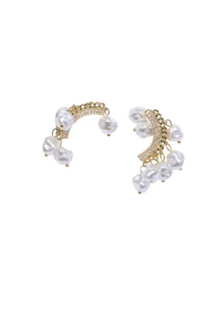 DOUBLETROUBLE PEARL EAR CUFF ΣΚΟΥΛΑΡΙΚΙΑ ΧΡΥΣΑ ΜΕ ΛΕΥΚΕΣ ΠΕΡΛΕΣ