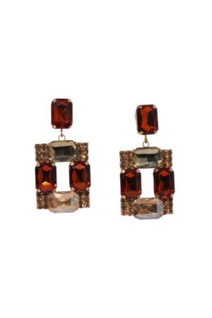 DOUBLETROUBLE GEOMETRIC CRYSTAL DROP ΣΚΟΥΛΑΡΙΚΙΑ ΚΟΚΚΙΝΟ ΧΡΥΣΟ