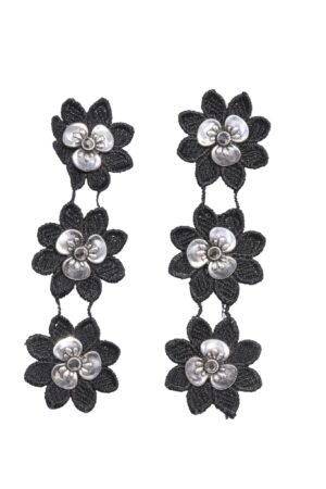 DOUBLETROUBLE FABRIC FLOWER ΣΚΟΥΛΑΡΙΚΙΑ ΜΕ ΥΦΑΣΜΆΤΙΝΑ ΛΟΥΛΟΎΔΙΑ ΜΑΥΡΟ