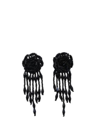 DOUBLETROUBLE BEADED FRINGE ΣΚΟΥΛΑΡΙΚΙΑ ΜΕ ΧΆΝΤΡΕΣ ΜΑΥΡΟ