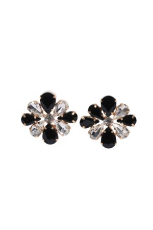 ΓΥΝΑΙΚΕΙΑ ΣΚΟΥΛΑΡΙΚΙΑ DOUBLETROUBLE PETAL STUD ΜΕ ΛΟΥΛΟΥΔΈΝΙΟ ΣΧΈΔΙΟ ΜΑΥΡΟ