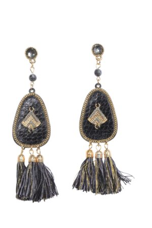 TASSEL CHARM ΣΚΟΥΛΑΡΙΚΙΑ DOUBLETROUBLE ΜΕ ΦΟΎΝΤΕΣ ΓΚΡΙ