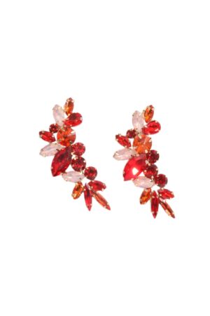 ΣΚΟΥΛΑΡΙΚΙΑ ΚΟΚΚΙΝΑ FLORAL ΜΕ ΛΕΠΤΕΣ ΚΡΥΣΤΑΛΛΙΝΕΣ ΠΕΤΡΕΣ DOUBLETROUBLE