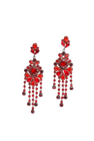 ΚΟΚΚΙΝΑ ΣΚΟΥΛΑΡΙΚΙΑ CHANDELIER ΜΕ ΚΡΕΜΑΣΤΕΣ ΠΕΤΡΕΣ DOUBLETROUBLE